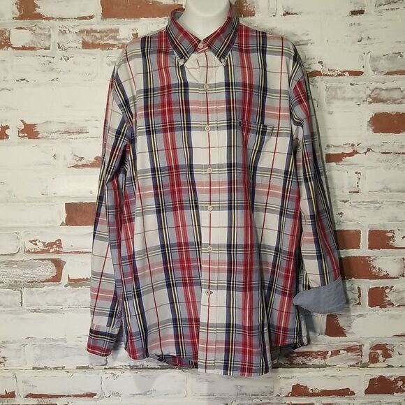 IZOD Plaid Long Sleev Button Down Lrg - Picture 1 of 11